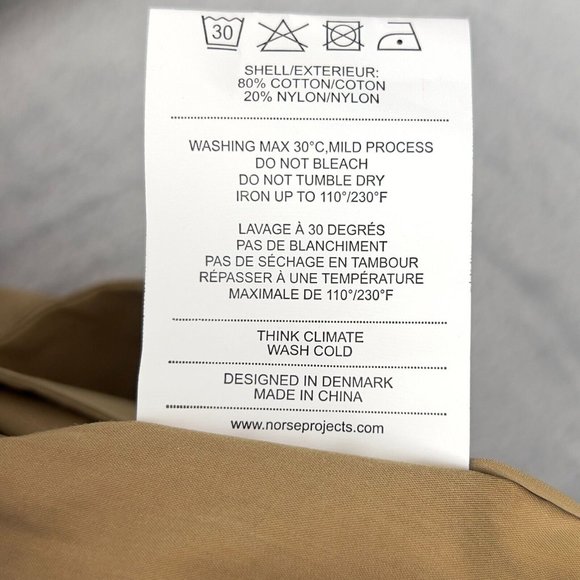 NEW NORSE PROJECTS Mens Lars Packable Work Jacket Size XL Utility Khaki NWT.0055 - Picture 8 of 14